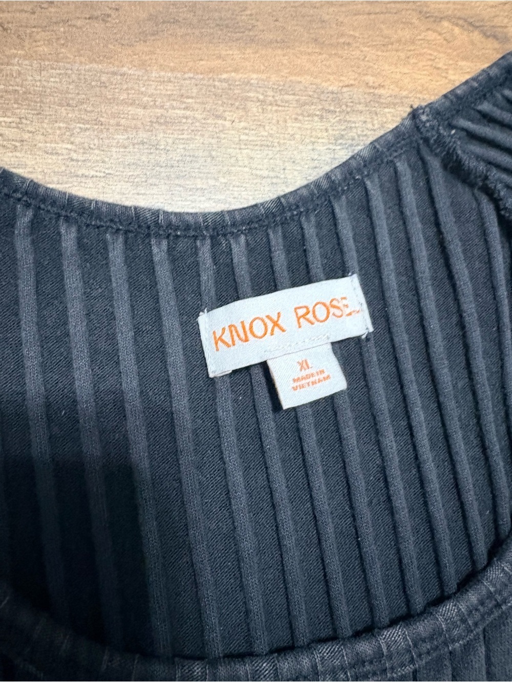 Knox Rose Ribbed Long Sleeve Top | Size XL | Black Scoop Neck Stretch Shirt | - Picture 2 of 4